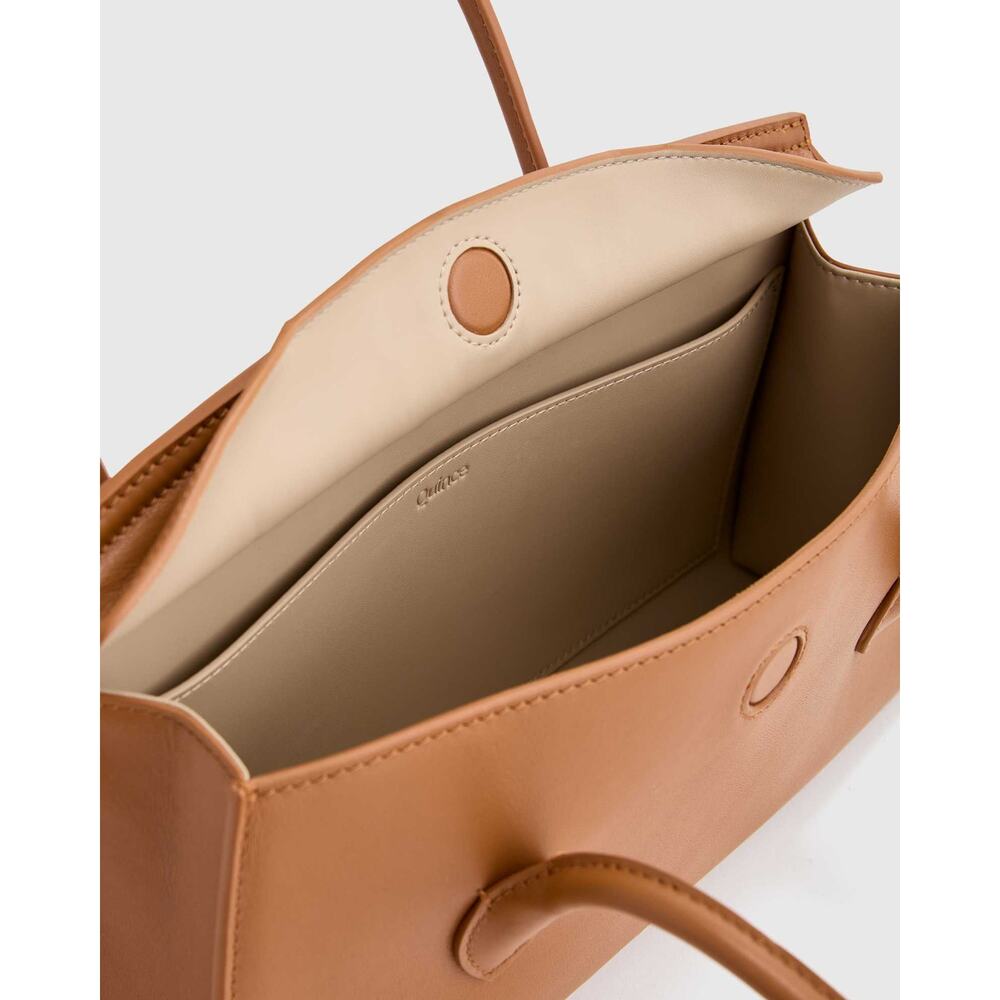NWT Quince Italian Leather Double Strap Shoulder Bag Cognac Brown - Picture 2 of 3